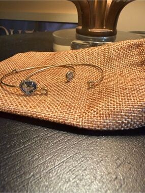 Tai Gold-Tone Blue Crystal Cuff Bracelet